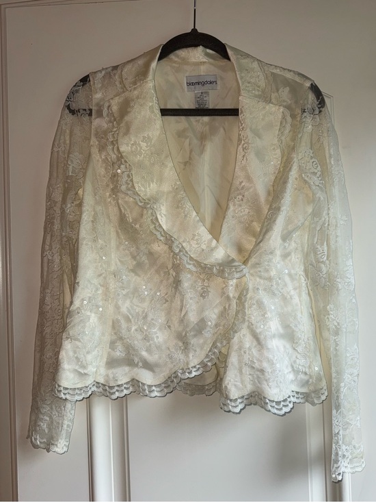 Bloomingdale's Jackets & Blazers - Ivory Lace Sequin Blazer Jacket